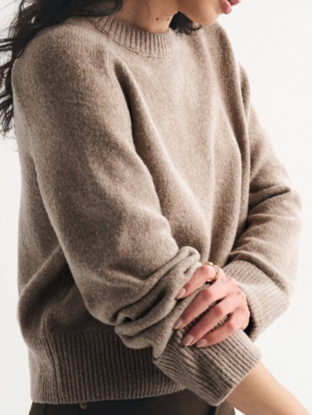 Abercrombie & Fitch Madeline Crew Sweater - Taupe (Size M)